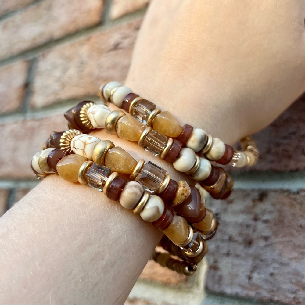Earth-tone Beaded Wrap Bracelet - Picture 4 of 4